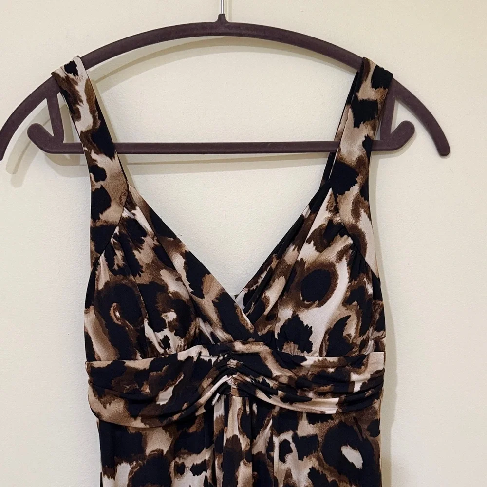 Elegant Leopard Print | Low High Midi Women’s Dress Size L | NWOT